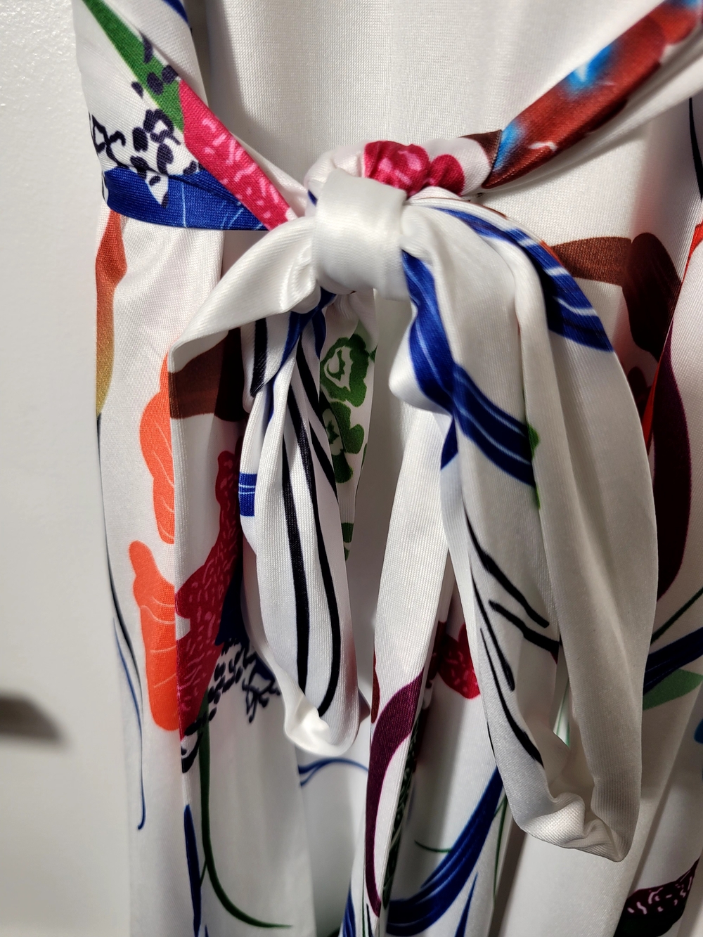 White Floral Wrap Maxi Dress - Colorful Print - Picture 5 of 9